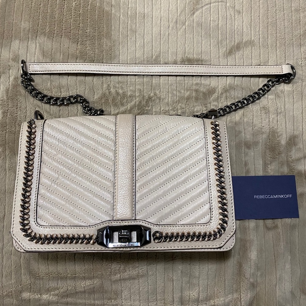 Rebecca minkoff Beige with gunmetal chain